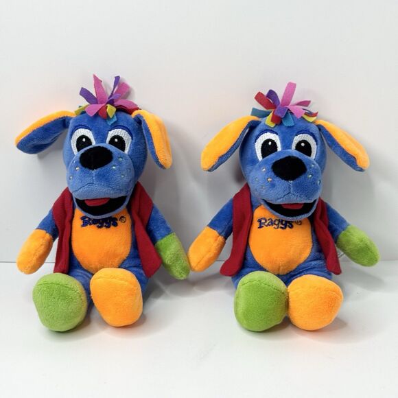 Raggs Other - Vintage Raggs The Blue Dog 8.5" Plush Stuffed Animal Lot of 2 PBS Kids TV Show